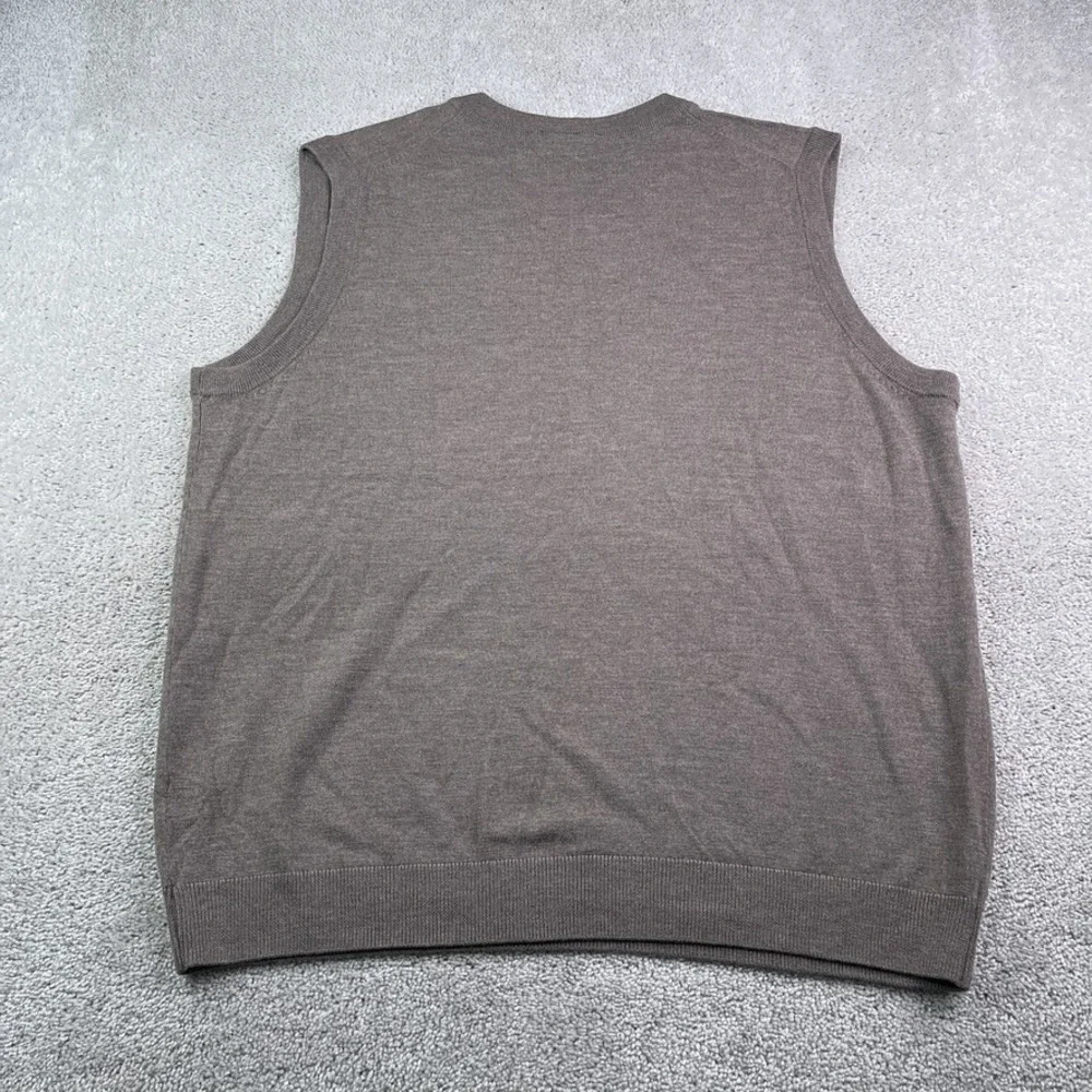 Turnbury Sweater Vest Mens 2XT Tall Brown Extra Fine Merino Wool V Neck Pullover